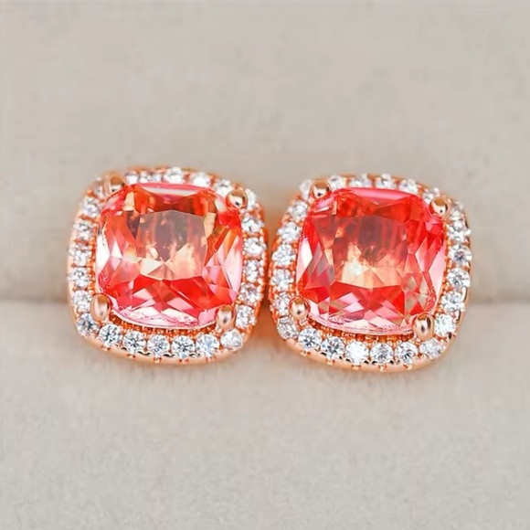 Jewelry - NWOT Rose Gold Pink Yellow Diamond CZ Embellished Studs